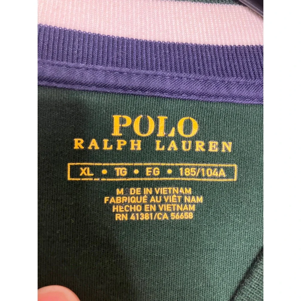 Polo Ralph Lauren navy blue & green baseball bomber jacket full zip mens size XL